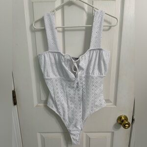 Fashion Nova White Eyelet Bodysuit